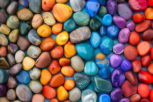 Different colored pebbles arranged in a pattern representing diversity, equity, and inclusion photo