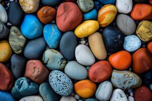 Different colored pebbles arranged in a pattern representing diversity, equity, and inclusion photo