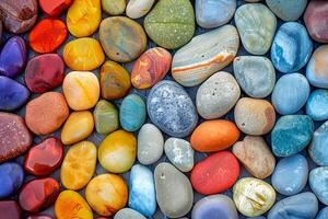 Different colored pebbles arranged in a pattern representing diversity, equity, and inclusion photo