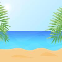beach landscape. summer sunny day with a view of the sea and the beach, palm trees. illustration. beach holidays. copy space vector