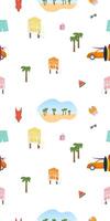 seamless summer pattern with beach items. illustration. Summer background. vector