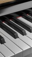 3D animation of piano playing. Design. Piano keys play themselves. Ghostly playing on keys of realistic piano. Music and instruments video