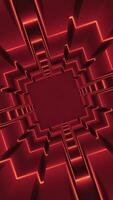 Flying inside red squared spinning tunnel. Motion. Endless flight inside rotating geometry corridor. video