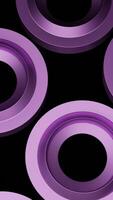 3D rings with hypnotic effect. Design. 3D nuts pulsing and hypnotizing on black background. Nuts or rings with metallic sheen rotate hypnotically video