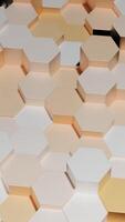 Hexagons move on surface. Design. Surfaces with moving columns of hexagons. Beautiful pillars rise above surface in shape of honeycombs video