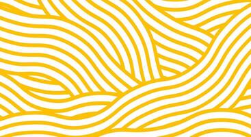 Geometric spaghetti pattern. Background with yellow paste elements on white. Asian kitchen design vector