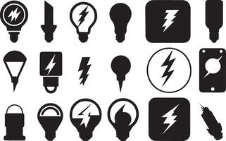 electric light bulb icon set illustration vector