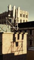 A view of a building from a rooftop video