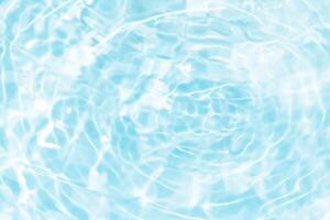 Blue water with ripples on the surface. Defocus blurred transparent blue colored clear calm water surface texture with splashes and bubbles. Water waves with shining pattern texture background. photo