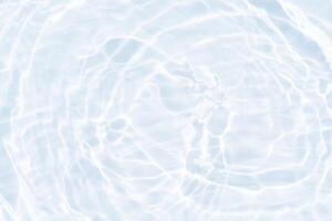 Blue water with ripples on the surface. Defocus blurred transparent blue colored clear calm water surface texture with splashes and bubbles. Water waves with shining pattern texture background. photo
