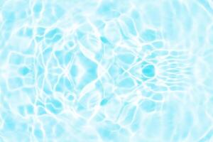 Blue water with ripples on the surface. Defocus blurred transparent blue colored clear calm water surface texture with splashes and bubbles. Water waves with shining pattern texture background. photo