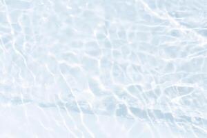 Blue water with ripples on the surface. Defocus blurred transparent blue colored clear calm water surface texture with splashes and bubbles. Water waves with shining pattern texture background. photo
