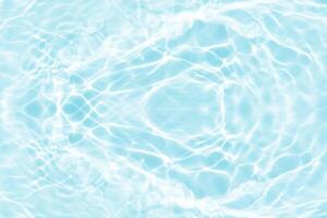 Bluewater waves on the surface ripples blurred. Defocus blurred transparent blue colored clear calm water surface texture with splash and bubbles. Water waves with shining pattern texture background. photo