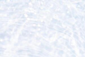 Bluewater waves on the surface ripples blurred. Defocus blurred transparent blue colored clear calm water surface texture with splash and bubbles. Water waves with shining pattern texture background. photo