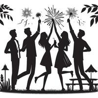 Group of friends enjoying friendship day silhouette illustration isolated on a white background vector