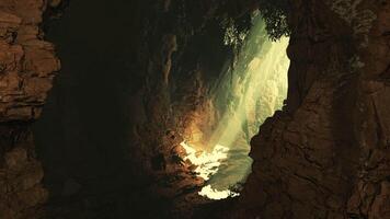 A cave filled with lots of rocks and water video