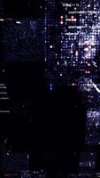 Digital program codes moving asymmetrically on a dark screen. Animation. Visualization of the neural network consuming information and learning, seamless loop. video