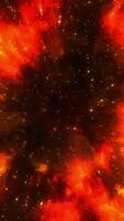Fiery stream with particles and flickering glow. Movement. Bright fiery glow of energy with flow. Stream of bright particles and flickering glow of fiery energy video