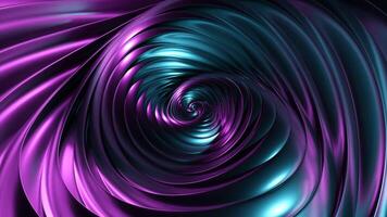 Minimal thin fluorescent spiral in infinite rotation. Design. Spinning metal whirl with hypnotic effect. video