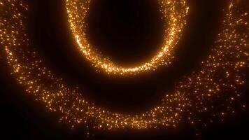 Orange and blue shiny circles. Motion. A black background with circles of sequins twitching in different directions made in cartoon abstraction. video