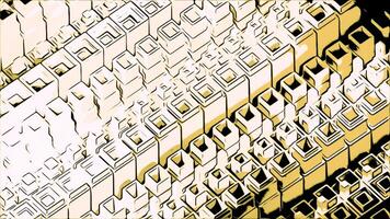 Psychedelic animation with geometric moving columns. Design. Square columns move in waves. Wave movements of square columns in 3d animation video