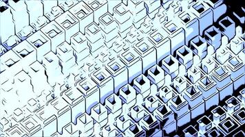 Psychedelic animation with geometric moving columns. Design. Square columns move in waves. Wave movements of square columns in 3d animation video
