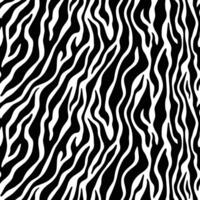 Zebra print stripe skin, animal fur pattern. Repeating texture. Black and white seamless background. Wallpaper vector
