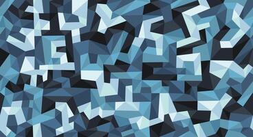Geometric camouflage seamless pattern. Abstract modern military urban texture. Blue color background vector