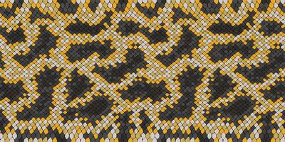 Seamless pattern with colorful reptiles print. Yellow and white viper gradient of scales. Snake skin texture imitation wallpaper. Animalistic leather background vector