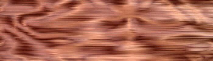 Copper metal wavy vibrant background. Striped shift texture. Moire interference effect. Line variable hypnotic contrast, bronze background vector