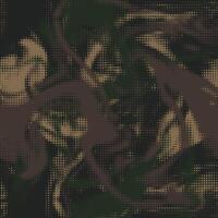 Digital camouflage. Grunge halftone dots design style for clothing print. Seamless wave camo pattern. Military urban texture in dots shape. Dark khaki green colors background vector