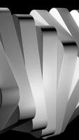 Geometric vortex with 3d effect of dynamically spinning tiles, seamless loop. Design. Horizontal pillar formed by spinning grey flat blocks on a black background. video