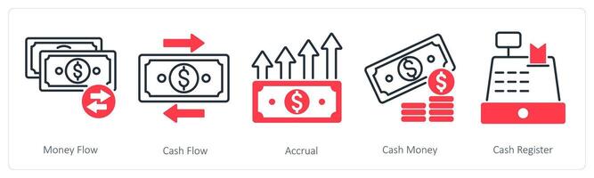 A set of 5 Banking icons as money flow, cash flow, accural vector