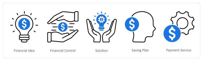 A set of 5 Banking icons as financial idea, financial control, solution vector