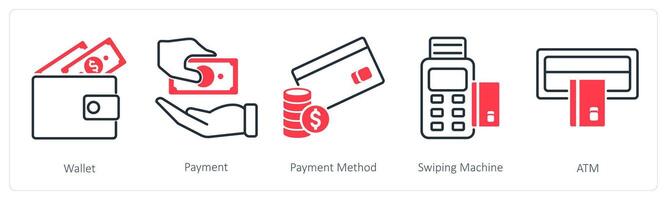 A set of 5 Shopping icons as wallet, payment, payment method vector