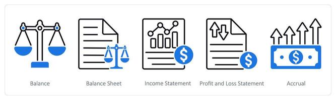 A set of 5 Banking icons as balance, balance sheet, income statement vector