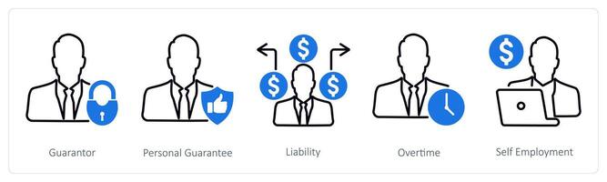 A set of 5 Banking icons as gurantor, personal gurantee, liability vector