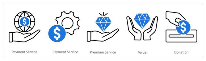A set of 5 Banking icons as payment service, premium service, value vector