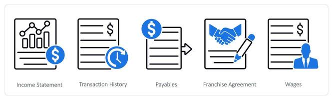 A set of 5 Banking icons as income statement, transaction history vector