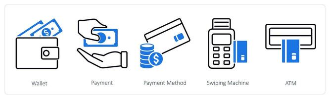A set of 5 Shopping icons as wallet, payment, payment method vector