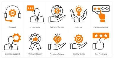 A set of 10 mix icons as support, consultant, payment service vector