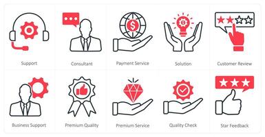 A set of 10 mix icons as support, consultant, payment service vector