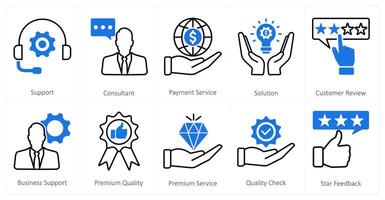 A set of 10 mix icons as support, consultant, payment service vector