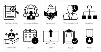 A set of 10 mix icons as candidate search, international team, agreement vector