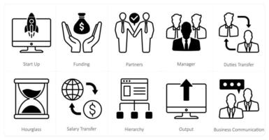 A set of 10 mix icons as start up, funding, partners vector