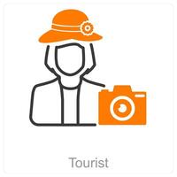 Tourist and guide icon concept vector