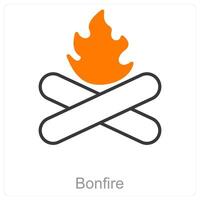 Bonfire and flame icon concept vector
