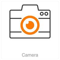 Camera and lens icon concept vector