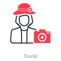 Tourist and guide icon concept vector