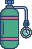 Oxygen cylinder linear color illustration vector